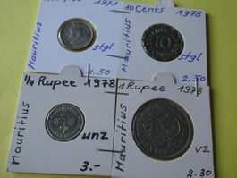 Mauritius,  Konvolut alte Münzen 1971-78