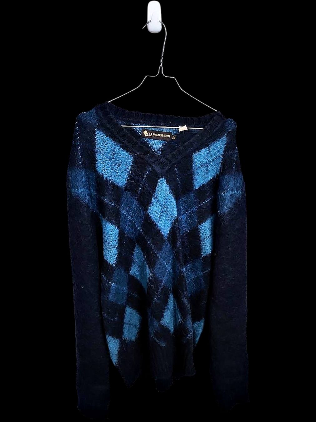 Lindeberg Maglioni & Felpe: J. Lindeberg Rautenmuster-Wollpullover - Marineblau & Blau – Usato da Zug venduto da vinokilo 1