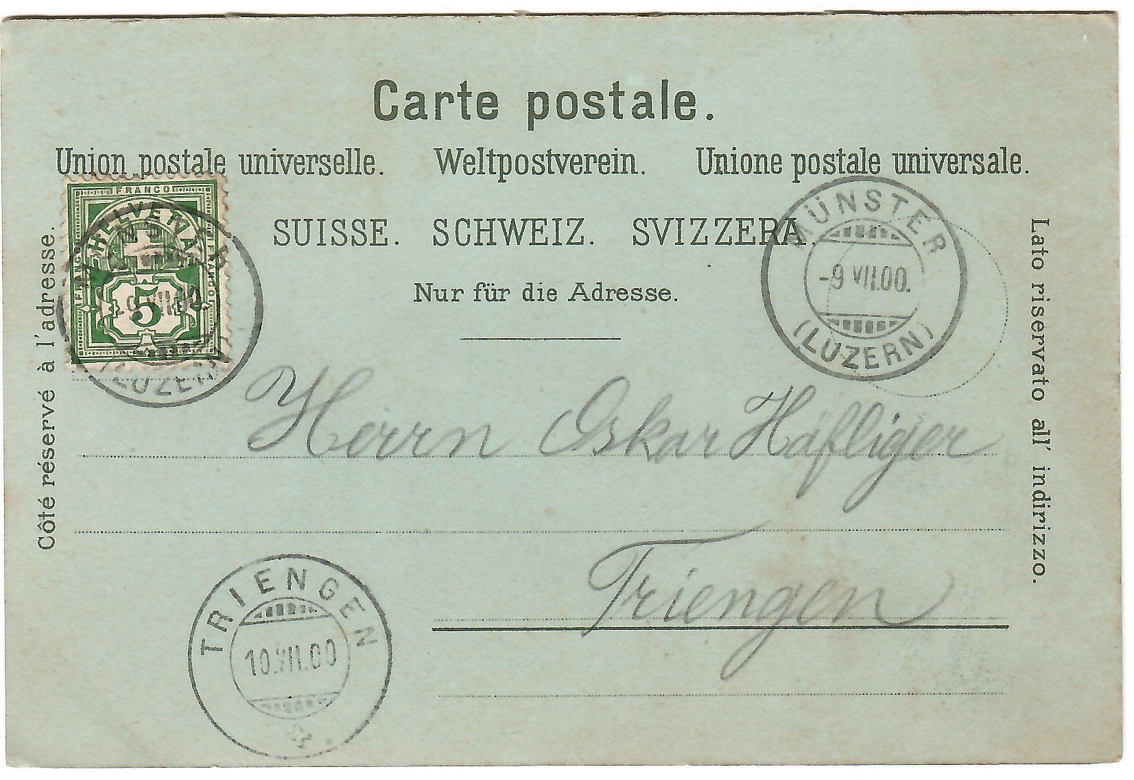 Cartoline postali: 3-Bild Lithokarte  'Gruss aus Münster' – Usato da Kerns venduto da etma3 1
