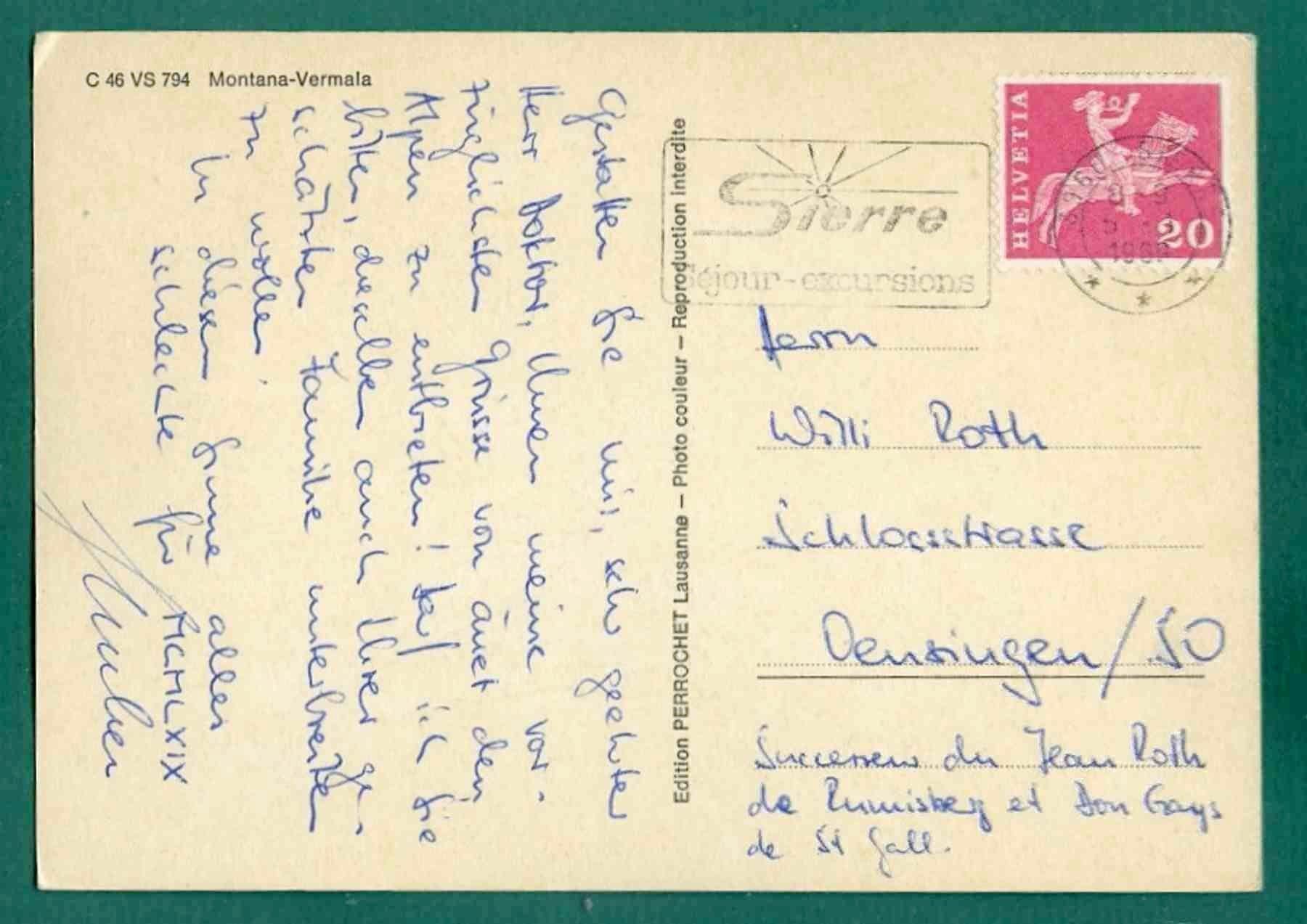 Cartoline postali: Montana-Vermala, 1969, gelaufen, Grossformat – Usato da Sargans venduto da Hausi1951 1
