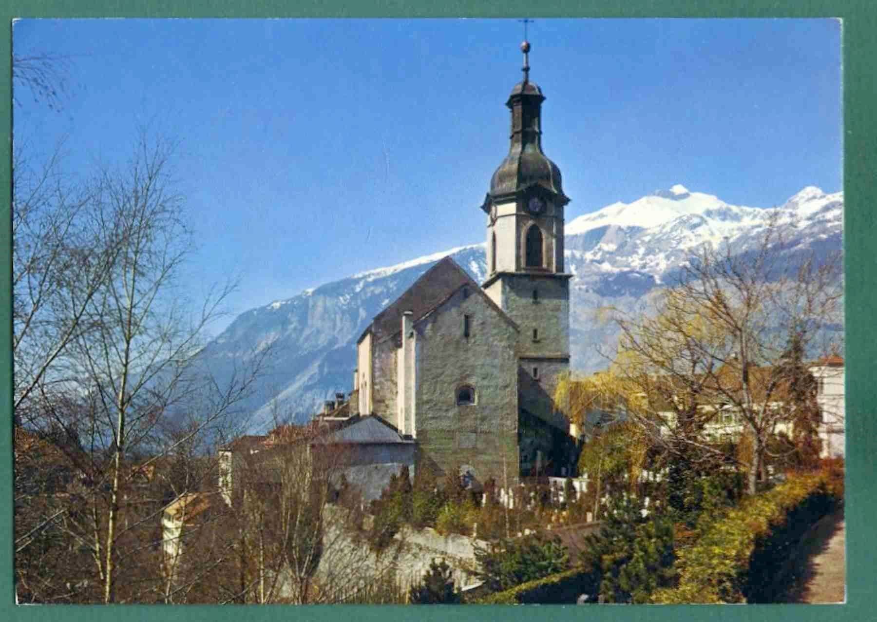 Cartoline postali: Chur, Kathedrale mit Calanda, ungelaufen, Grossformat, – Usato da Sargans venduto da Hausi1951