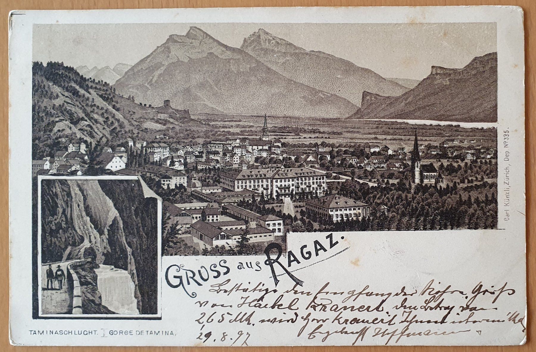 Cartoline postali: Gruss aus Ragaz 1897 – Usato da Kreuzlingen venduto da Rschweiz1