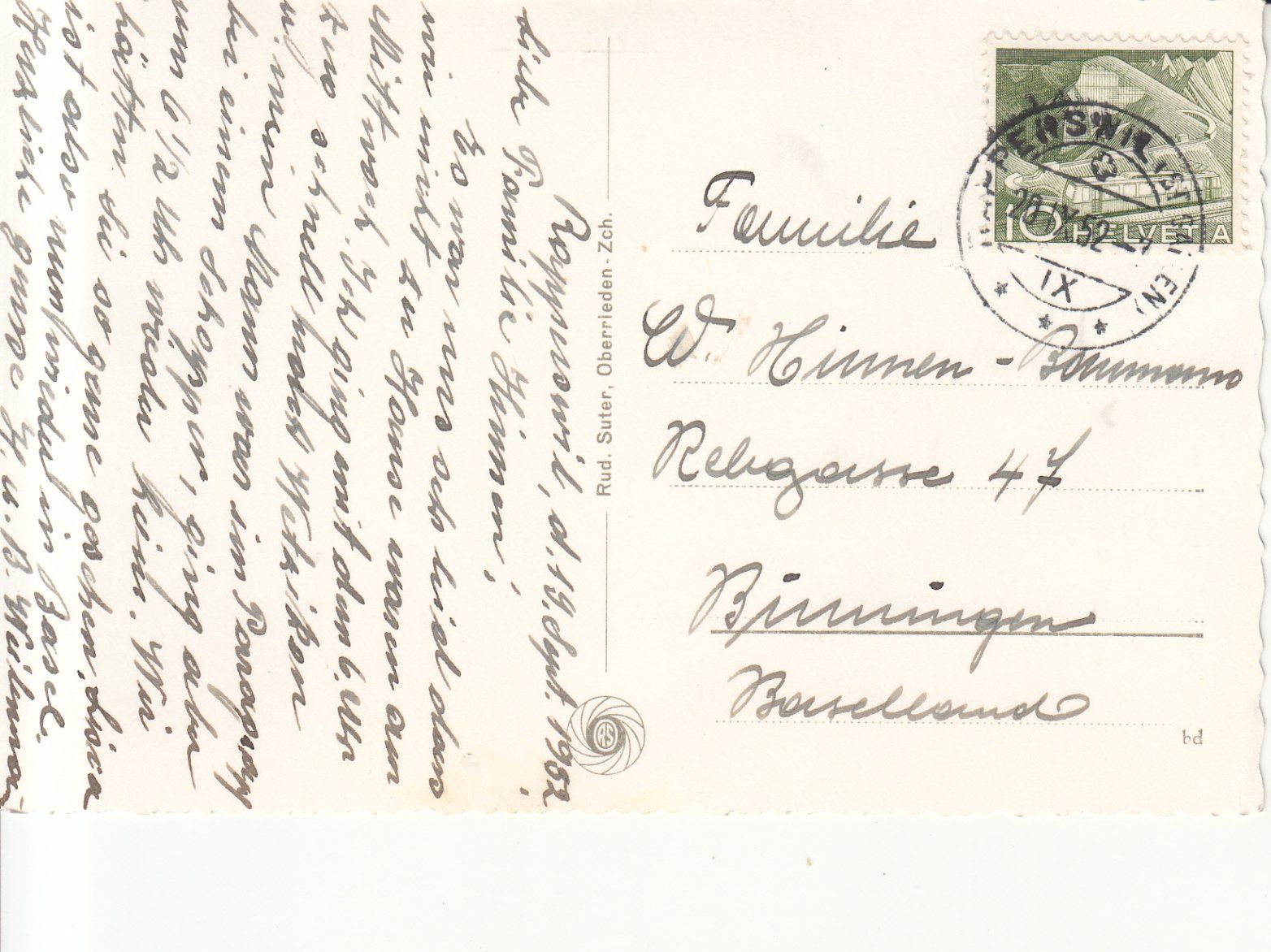 Cartoline postali: Rapperswil 1952 – Usato da Bürglen TG venduto da StampGraf 1