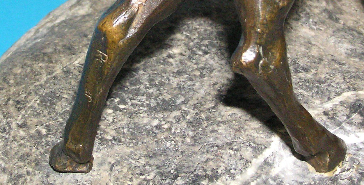 Sculture & Statue: CHARLES REUSSNER BRONZE REHKITZ FAON SKULPTUR – Usato da Grenchen venduto da Antique-hunter 5