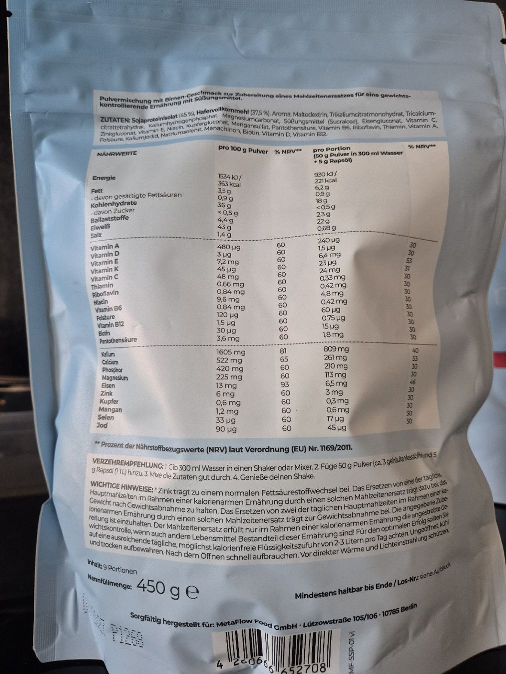Aliments & Spécialités: Metaflow Stoffwechselshake Birne 450g ungeoeffnet – Neuf avec emballage d'origine à Wangen b. Olten par Dalistyle83 1