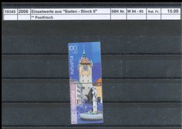 2006 Einzelwerte aus "Baden - Block II", ** postfrisch