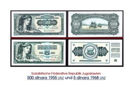 SFR Jugoslawien 500 din 1955 und 5 din 1968 UNZ