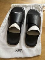 Herren Sandalen schwarz Leder Grösse 43 neu mit Beutel