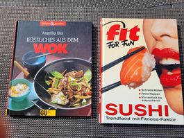 2 Bücher: WOK + SUSHI, neuwertig