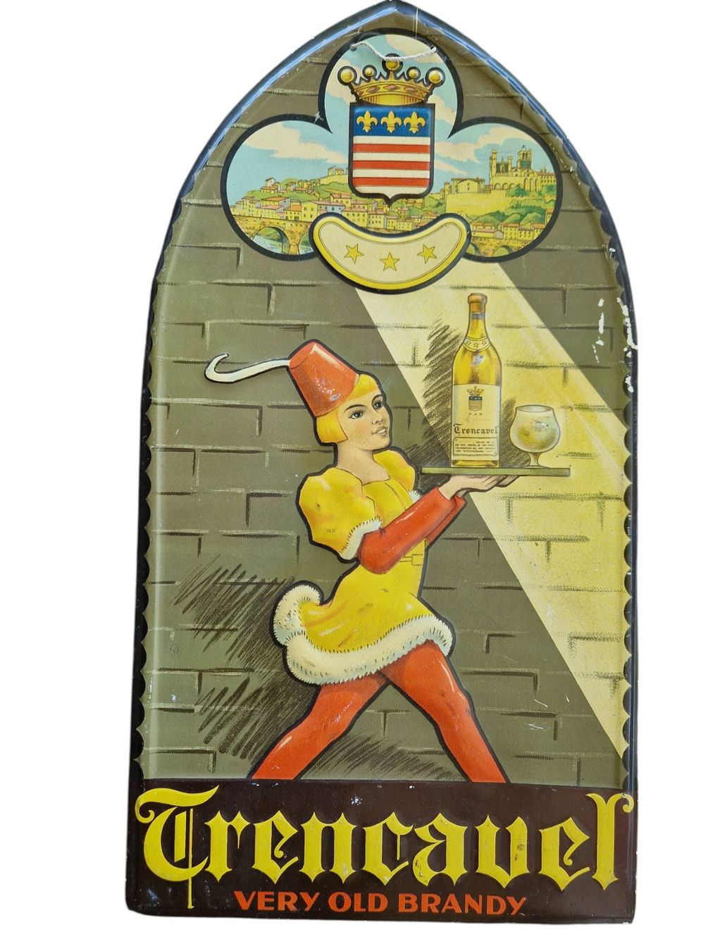 Insegne: Blechschild 1920er Brandy – Usato da Mörschwil venduto da antiksalon21