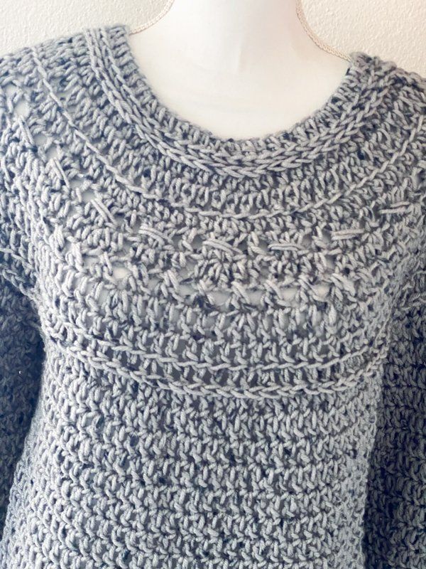 Maglioni & Felpe: Gehäkelte Topdown Pullover Pulli tweed grau – Nuovo (secondo la descrizione) da Carabbia venduto da katiamandelli 2