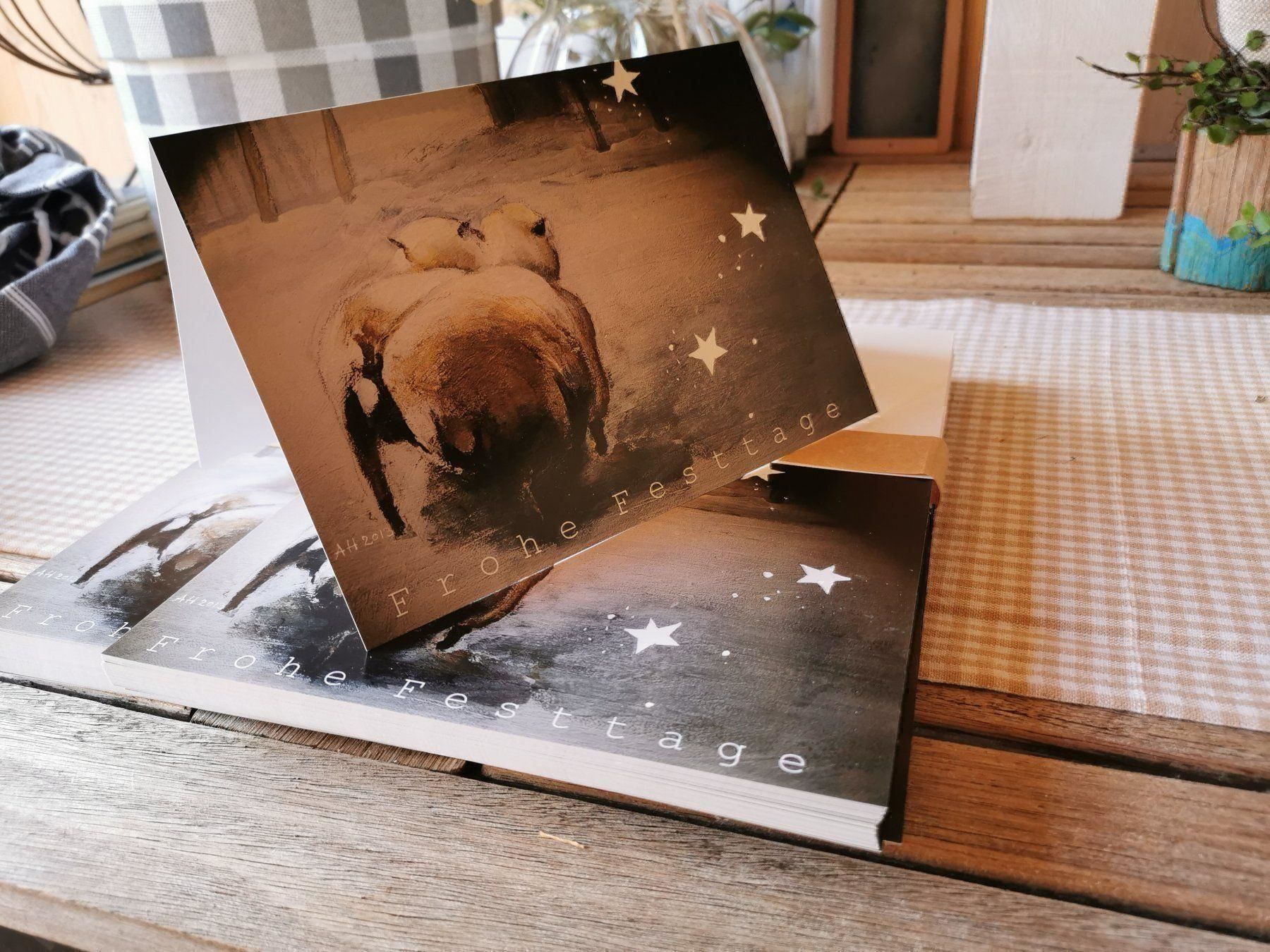 Cartoline: 62 Weihnachtskarten doppelseitig A5 Schafe Winterfell Herde – Nuovo (secondo la descrizione) da Berneck venduto da Hansi_Muenz