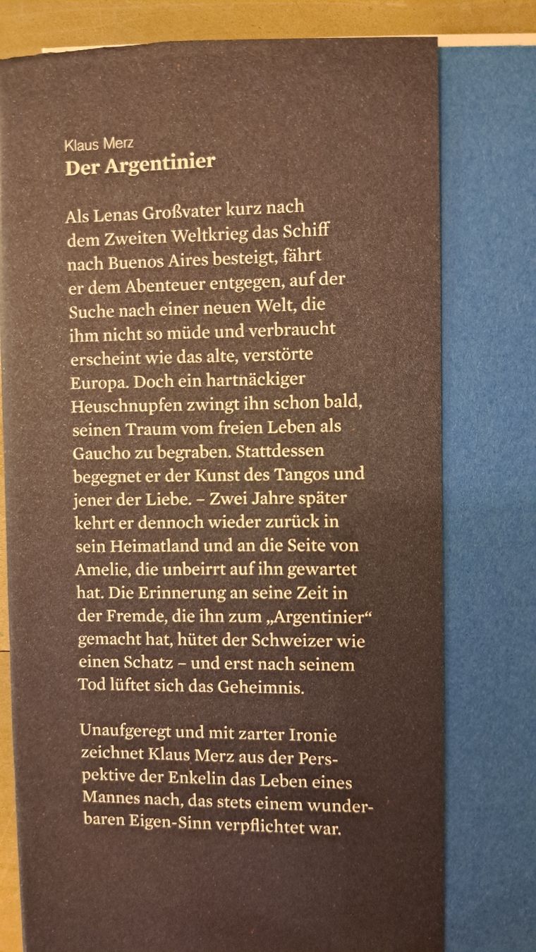 Libri: Klaus Merz, Der Argentinier, Novelle – Usato da Zürich venduto da chusel 2