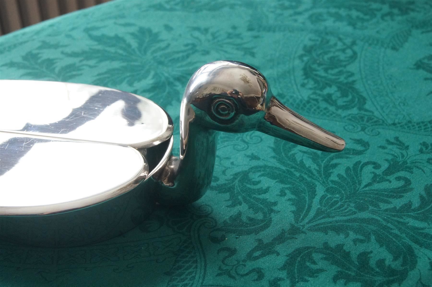 Tutte le decorazioni: Silber-Ente, Tisch-Ente als BLICKFANG – Nuovo e nell'imballaggio originale da Geroldswil venduto da ARTEFACTO 9