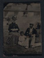 Fotografie Ferrotypie Familie bei einem 