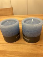 2er Set blaue Stumpenkerzen von Balthasar, neu & OVP