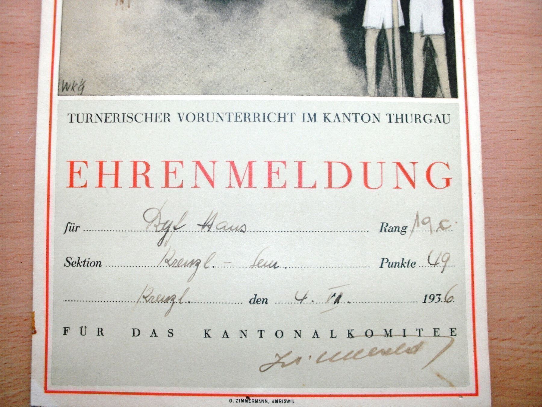 Documenti: Ehrenmeldung 1936 – Usato da Grenchen venduto da Kogi7 2