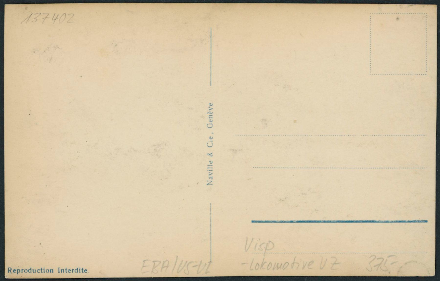 Cartoline postali: VS Visp - Bahn VZ - Lokomotive – Nuovo (secondo la descrizione) da Schindellegi venduto da stationary 1