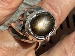 SAFIR-RING - "Echter Sternsafir" - Designer-Ring Silber