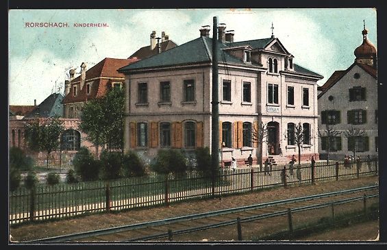 Cartoline postali: Rorschach, Kinderheim an der Bahntrasse – Usato da Berlin venduto da bartko-reher