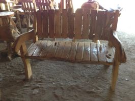 Bank Wurzel Teak Holzbank Outdoorbank Sitzbank Gartenbank