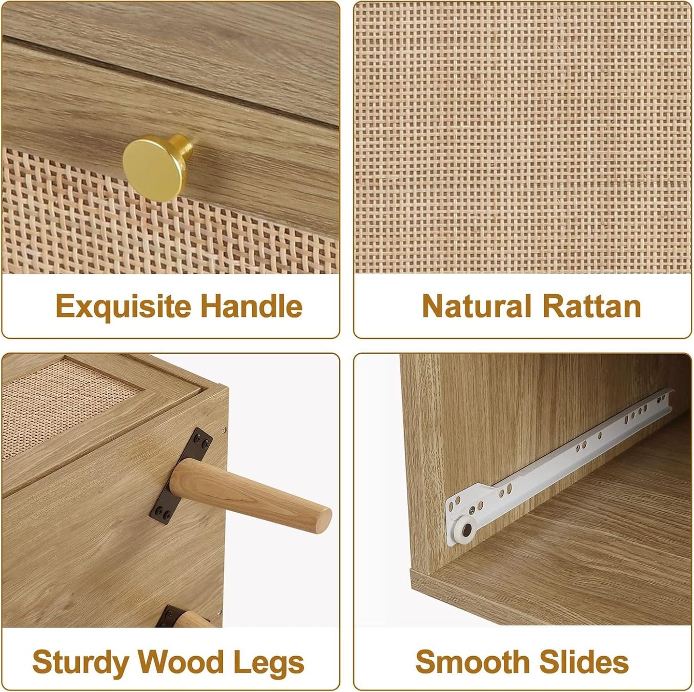 Cassettiere: Rattan Kommode 3 Schubladen Eiche 80x40x91,4 cm – Nuovo e nell'imballaggio originale da St. Gallen venduto da VerkaufsMaus50 2