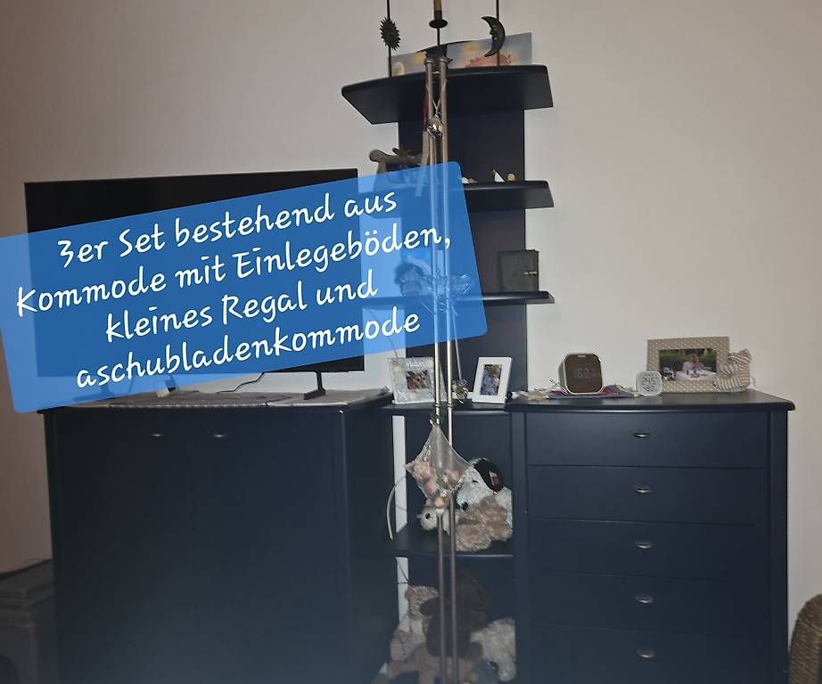 Kommoden: Kommodenset mit Regal, dunkelblau – Gebraucht aus Winkel von den_5d9k