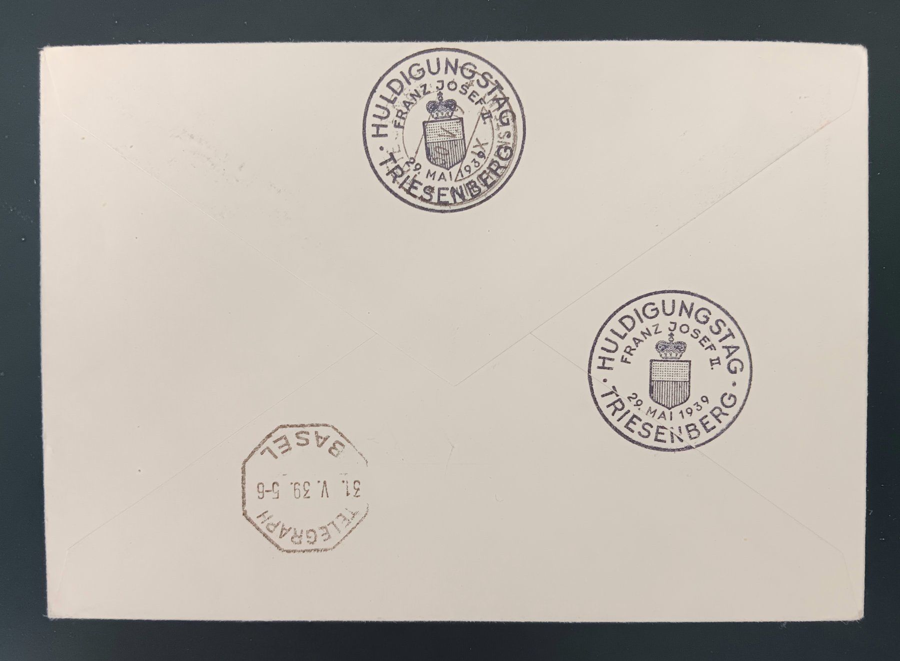 Tutti i francobolli: LIECHTENSTEIN, Express Brief nach Basel 1939 – Usato da Holderbank AG venduto da DINOS-PHILA 1
