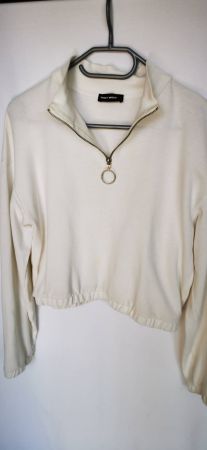 Weisser Crop-Pullover mit Reissverschluss, Grösse M / L
