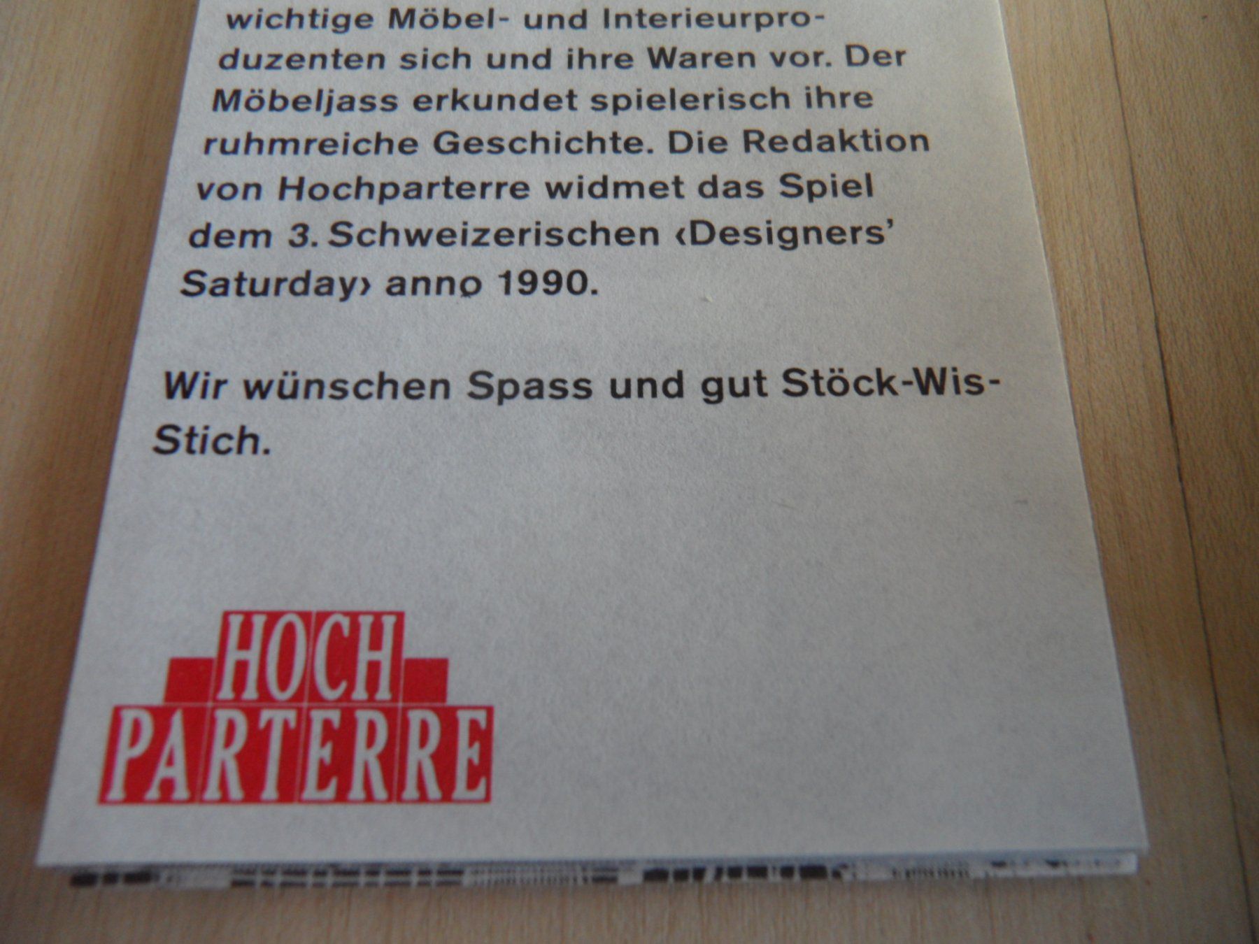 Jeux: Schweizer Möbel Jass Hochparterre 1990 Design vintage – D'occasion à Bern par Ono99 7