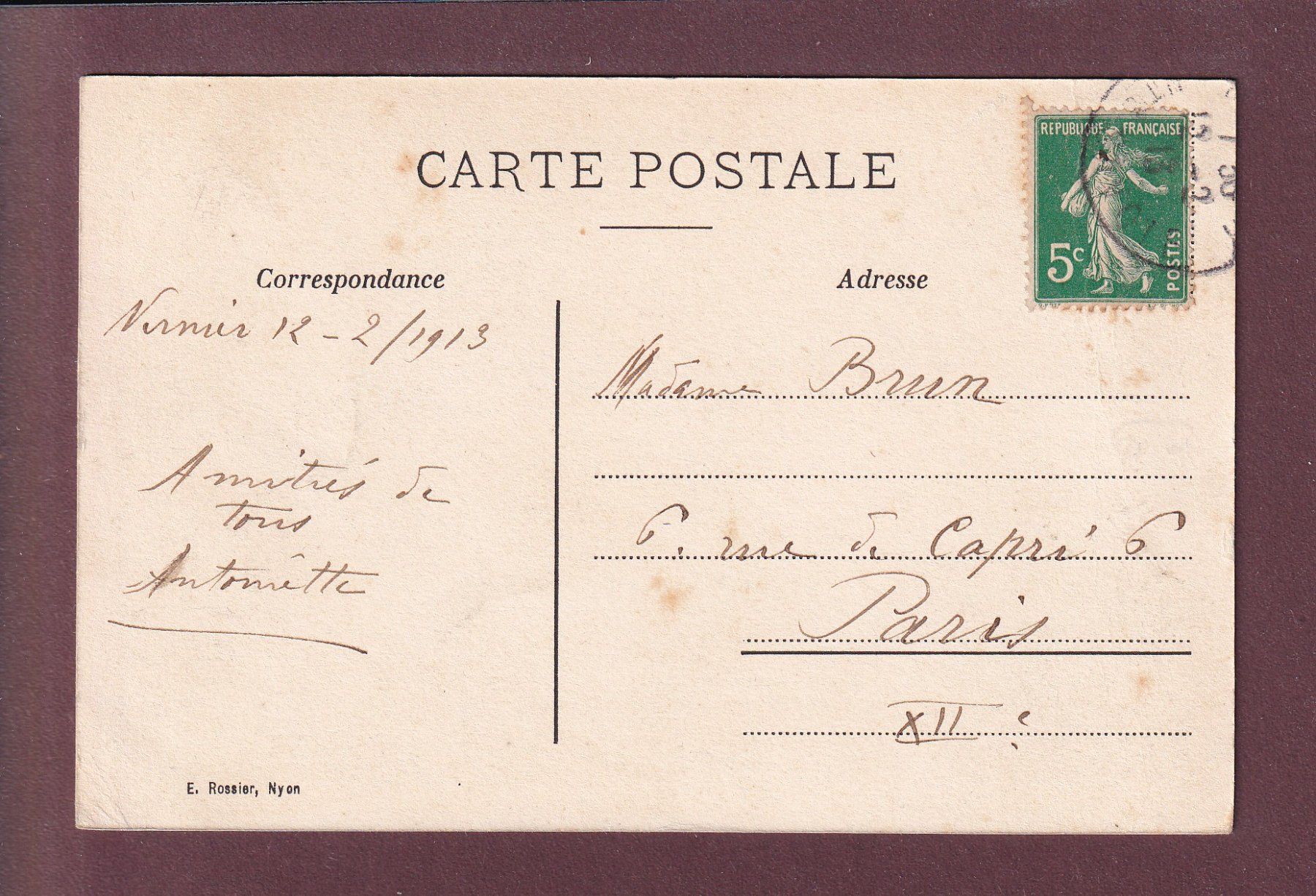 Cartoline postali: NERNIER - Vue générale - 1913 // léger pli // – Usato da Pully venduto da nicecards 1