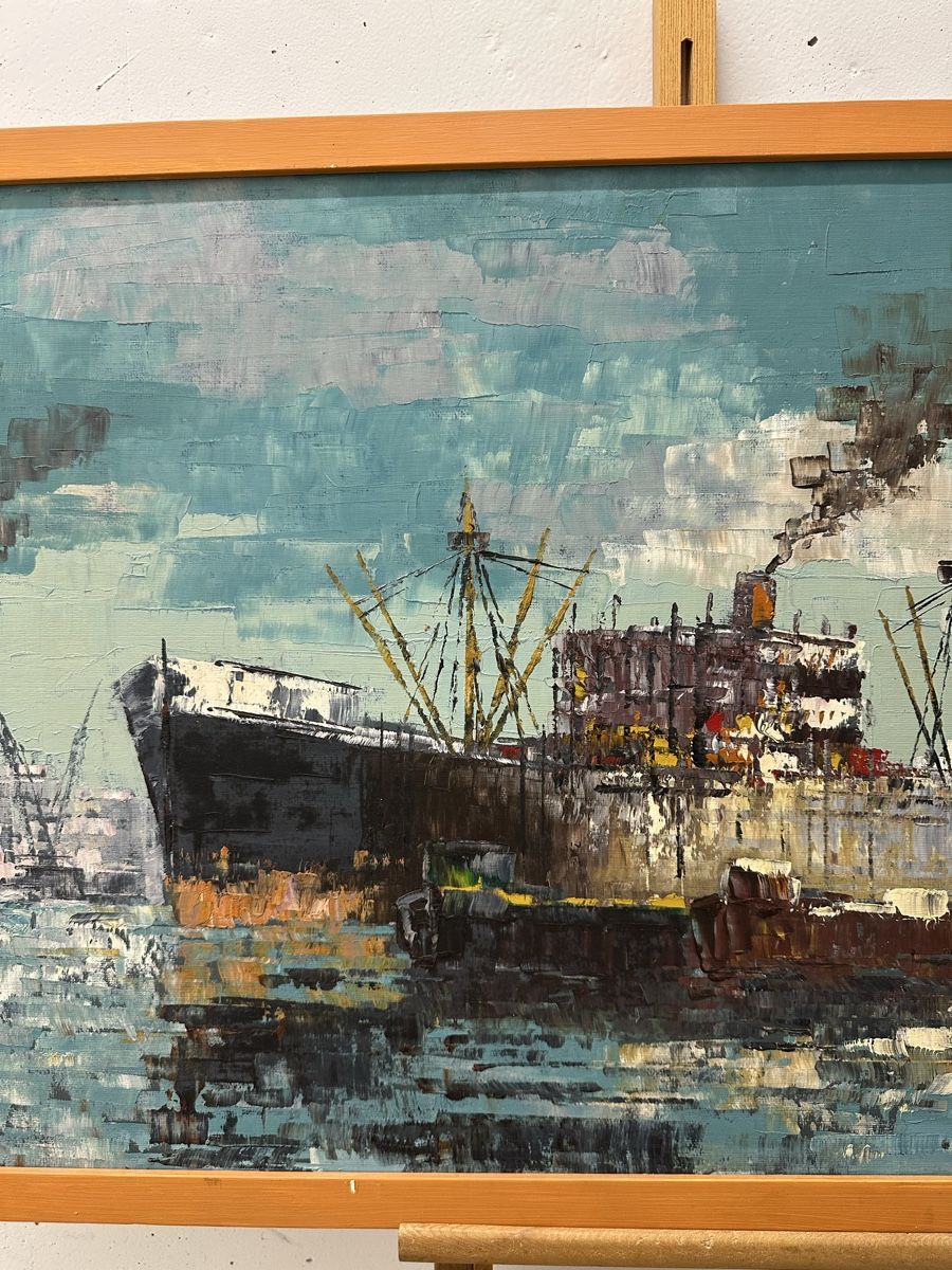 Dipinti: Gemälde A. V. Gogh Hafen Maritim Schiffe – Usato da Ebikon venduto da Gaenggeliwaar 2