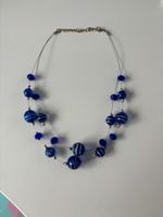Blaue Glasperlenkette, Doppelkette, trendy