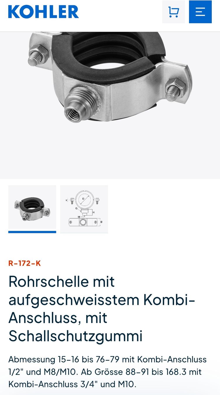 Supporti a parete: Rohrschellen mit Schallschutzgummi – Nuovo (secondo la descrizione) da Volketswil venduto da wrrhx