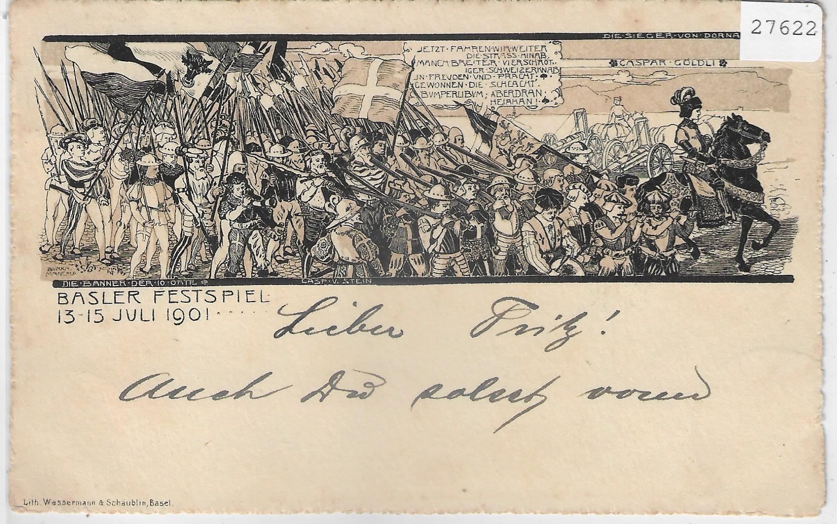 Cartoline postali: Basler Bundesfeier Festspiele 1901 – Usato da Ettingen venduto da Kartenplanet