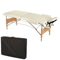Holz Massageliege 2 Zonen Creme