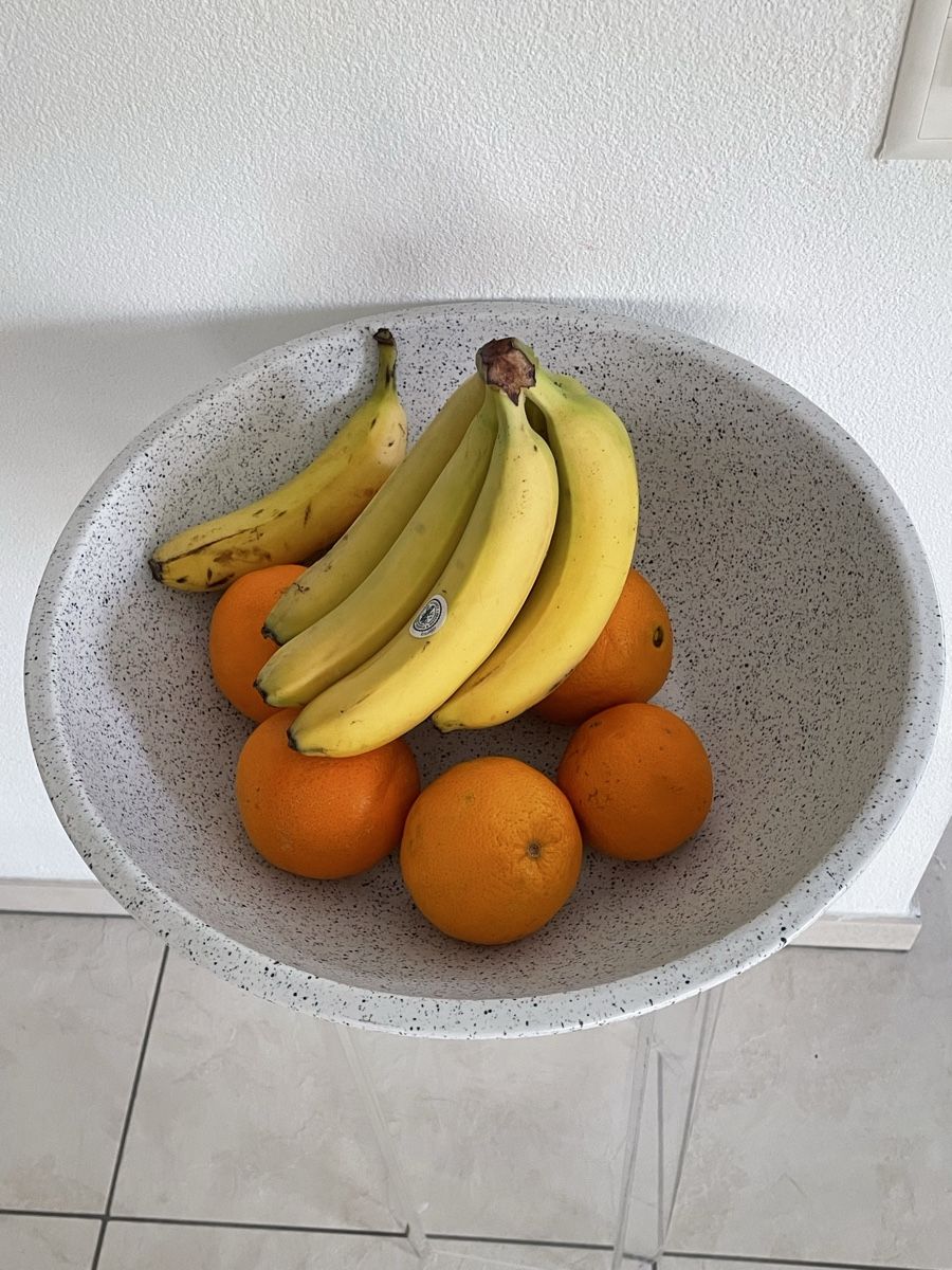Ciotole: Large Ceramic Fruit Bowl, White Granite Look, Vintage – Usato da Richterswil venduto da Prangins9 6