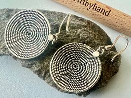 Vintage Silber Ohrhänger Spiraldesign – 18 g Handarbeit