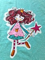 Stoffpanel "Prinzessin", Bio-Baumwolle mint/rosa