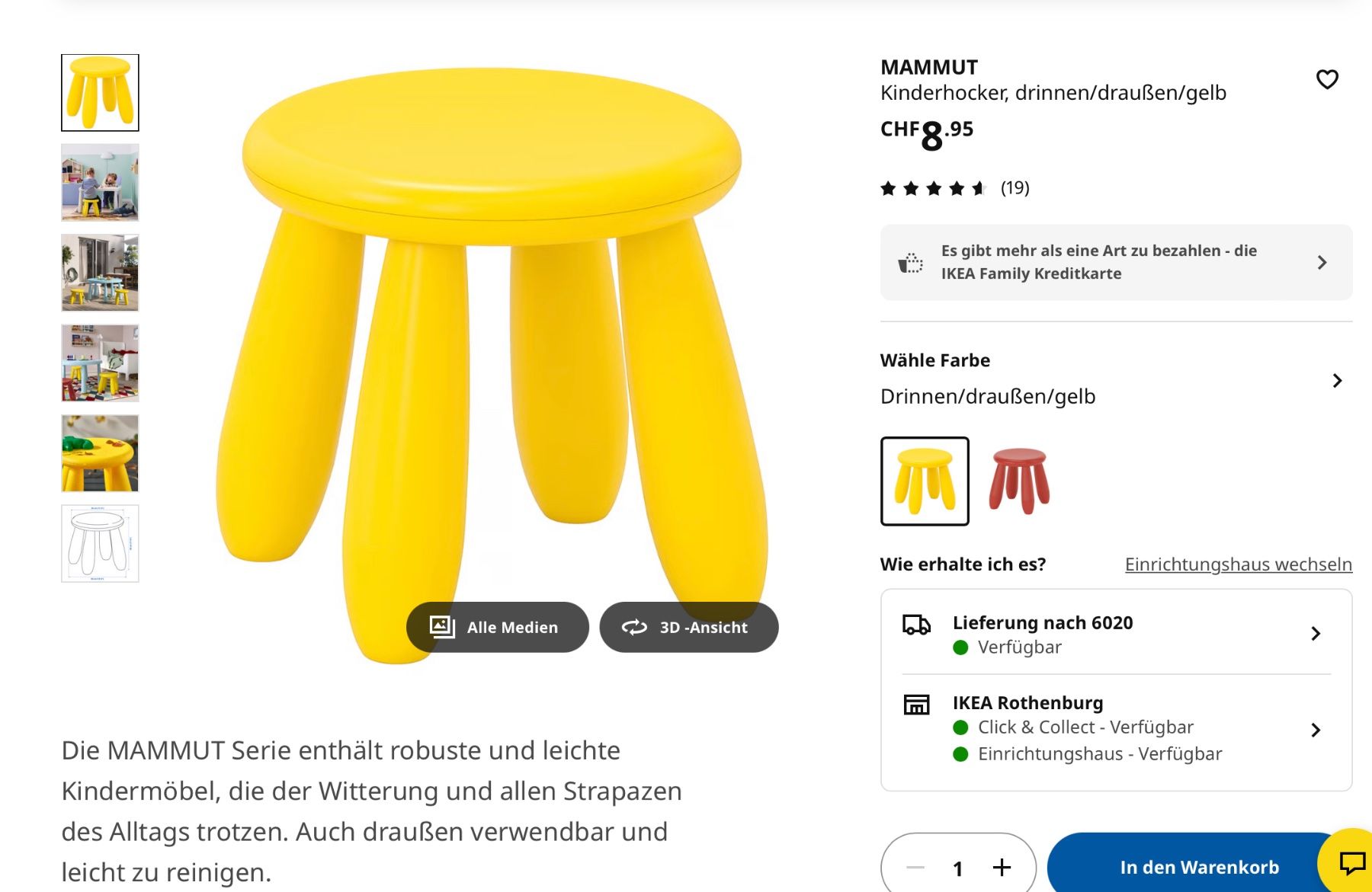 Ikea Sgabelli: Kinder Hocker Stuhl MAMMUT von IKEA rosa – Usato da Emmenbrücke venduto da Hathor123 9