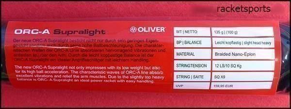 Racchette: OLIVER ORC-A Supralight Squash-Racket – Nuovo e nell'imballaggio originale da Villnachern venduto da racketsports 9