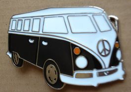 MetallGürtelschnalle VWBus schwarz-weiss