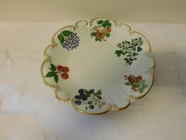 Schöne Porzellan Obstschale Goldrand Früchte Dekor Vintage