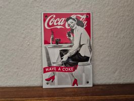 Emailschild Coca Cola Bar Salon Restaurant Emaille Schild