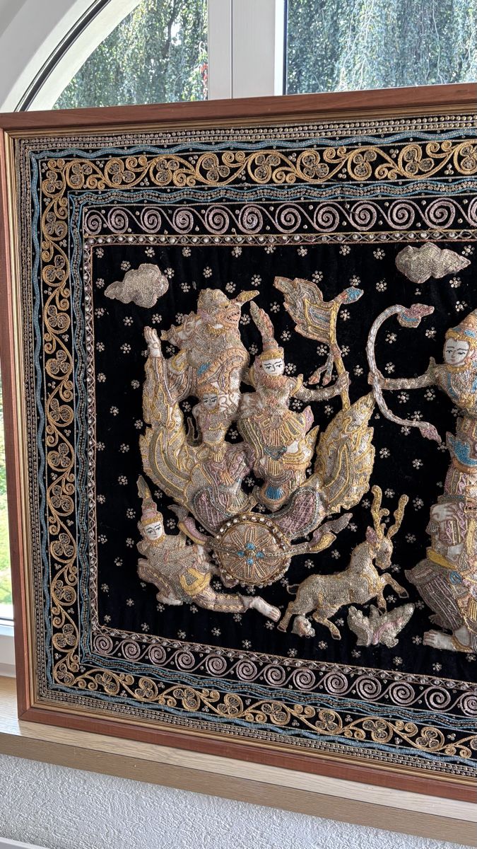 Poster & Bilder: Handgesticktes thailändisches Wandbild "Ramas Kampf" – Chian – Gebraucht aus St. Gallen von Verkaufen111 3