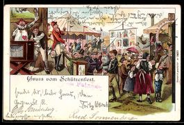 Litho Gruss vom Schützenfest, Leierkast
