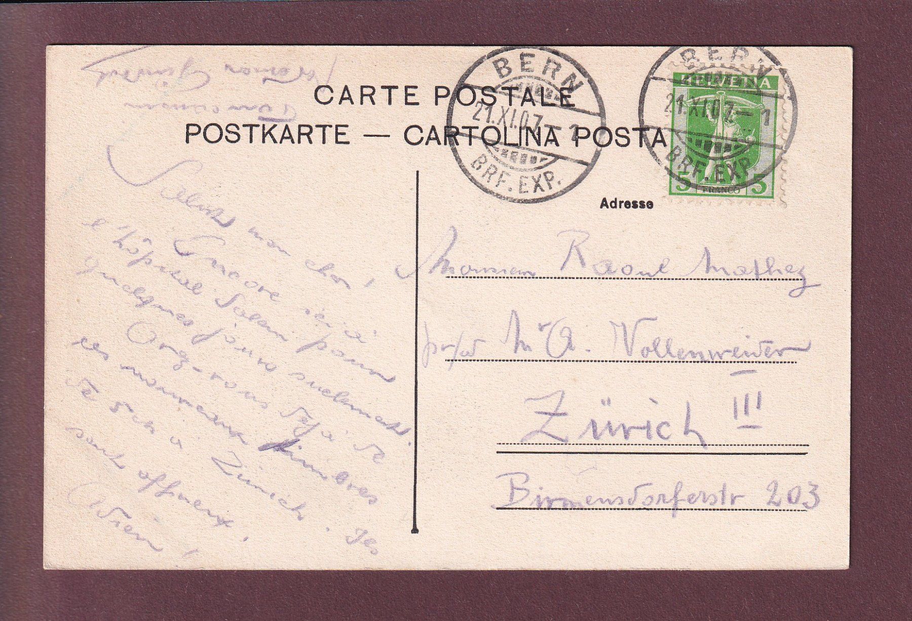 Cartoline postali: BERN - Bärengraben - 1907 – Usato da Pully venduto da nicecards 1