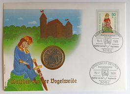 Numisbrief Walther von der Vogelweide mit 5 DM Münze