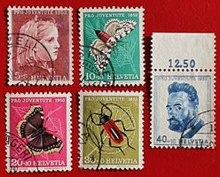 PRO JUVENTUTE SATZ 148 -152 1953 GESTEMPELT