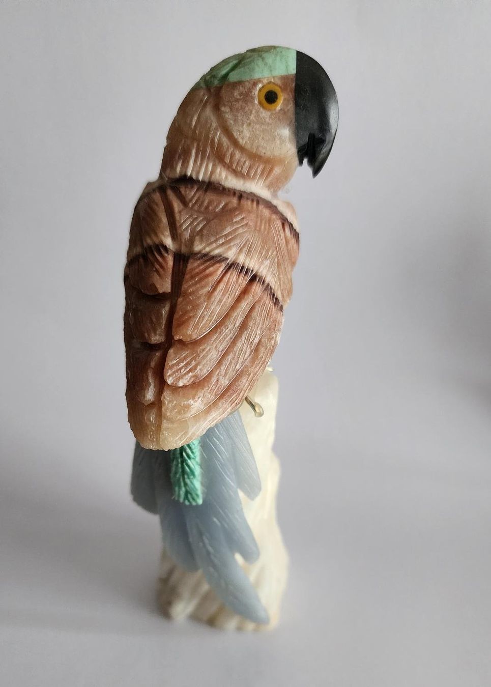Statuette: Mineral / Halb Edelstein Papagei, Eule, Tuca Figur, NEU! – Nuovo (secondo la descrizione) da Lima- Peru venduto da Alpaka-Haus 1